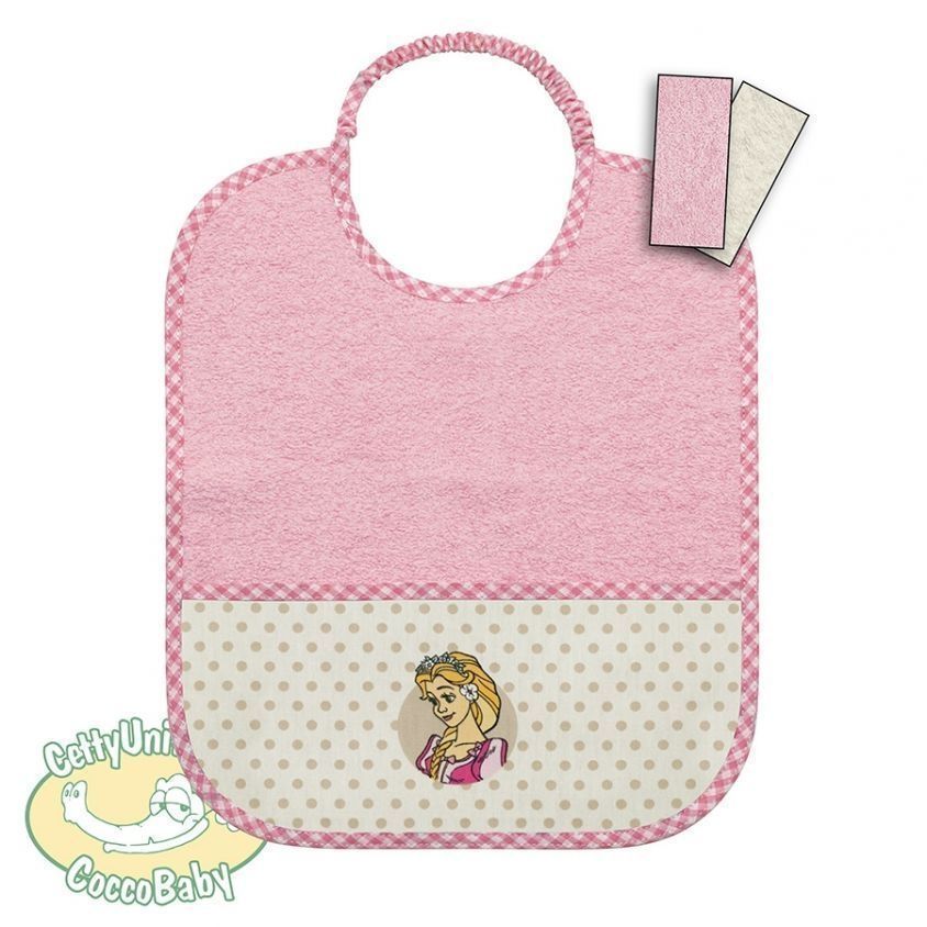 bavaglino bambina rosa con cartoni animati
